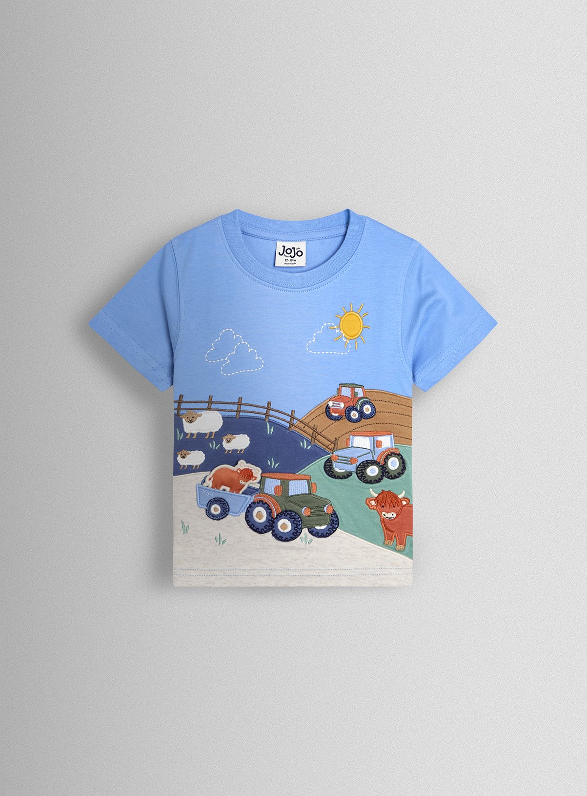JOJO MAMAN BÉBÉ Farm Scene Interactive Applique T Shirt 4-5 Years - Image 1 thumbnail
